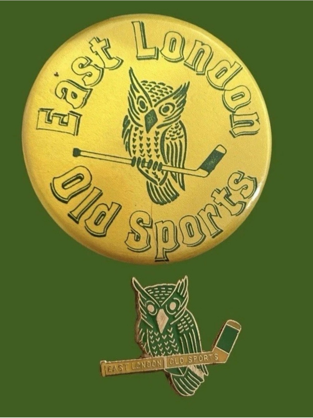 Vintage 1960's East London Ontario Canada Old-Sports Team Hockey Pins set Of 2